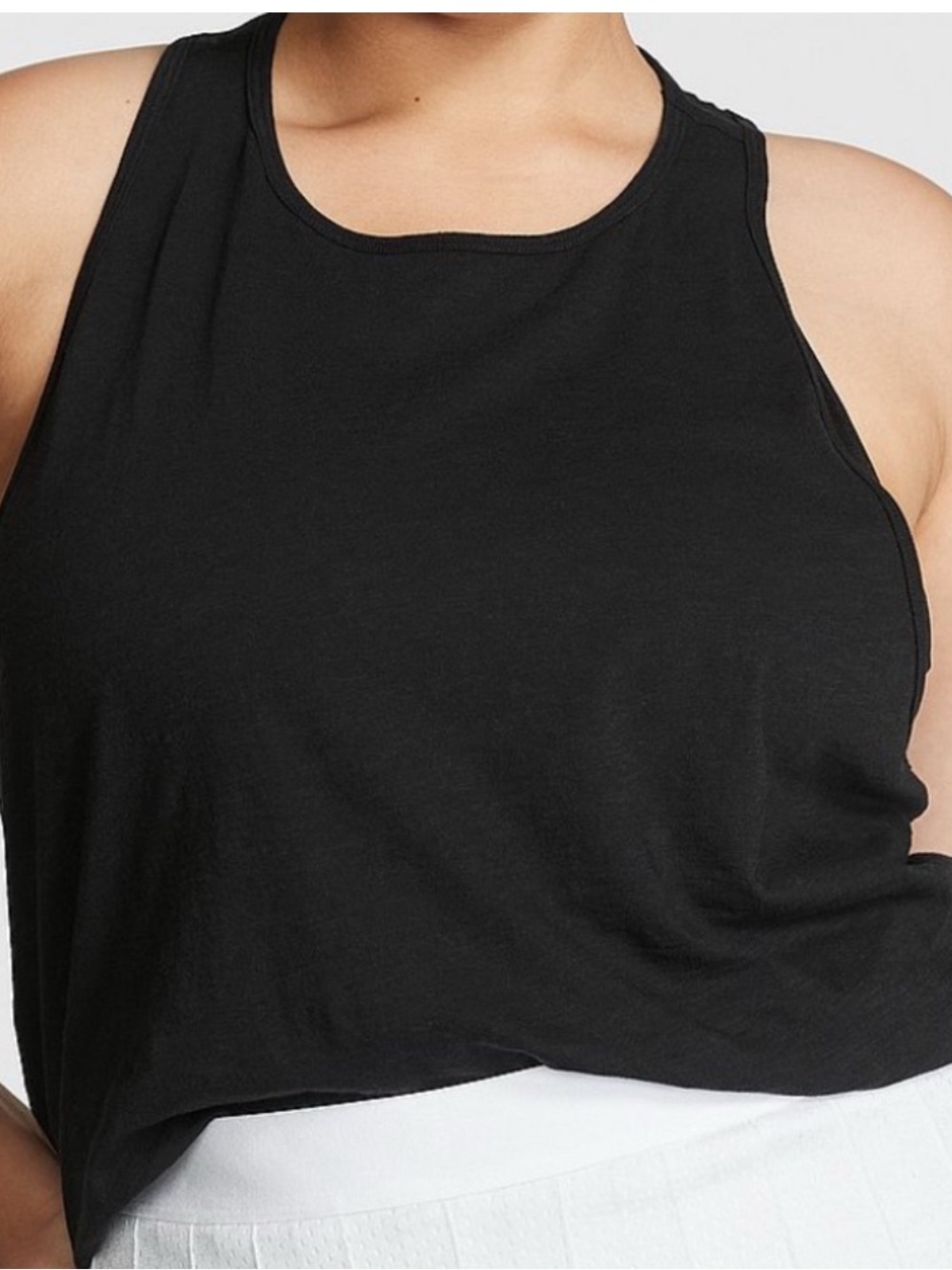 NWT Pink by Victoria’s Secret Black Cotton Crop Racerback Tank Top M